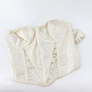 ✅ DEAD STOCK VINTAGE VALMONT Elegant Cream‎ Lace Women's BUSTIER SIZE 38D